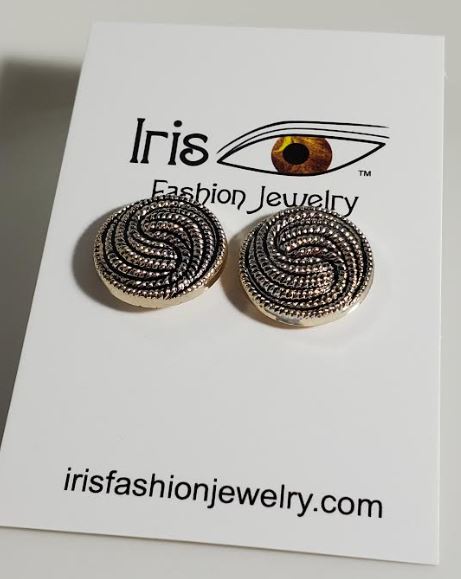 AZ1512 Rose Gold Black Accent Textured Swirl Earrings