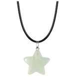 N767 White Frosted Star Natural Quartz Stone on Leather Cord Necklace with FREE Earrings