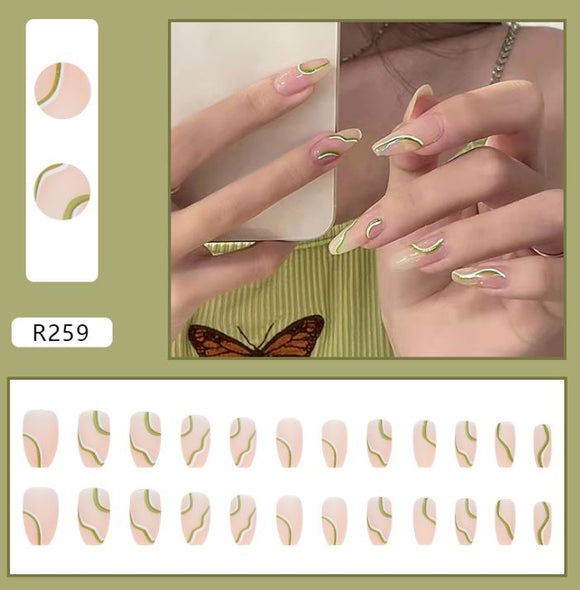NS637 Long Plastic Ballerina Press On Nails 24 Pieces R259