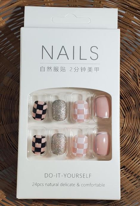 NS368 Short Square Press On Nails 24 Pieces R56