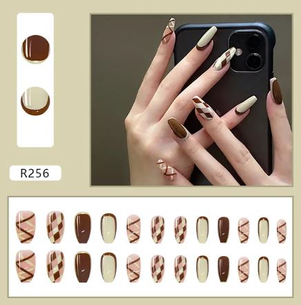 NS635 Long Plastic Ballerina Press On Nails 24 Pieces R256