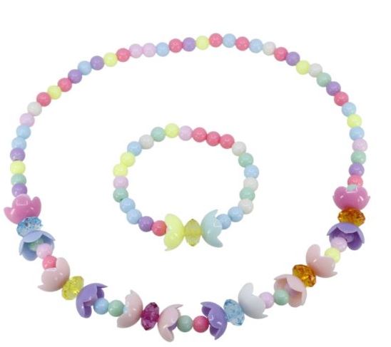 L468 Colorful Petals Necklace & Bracelet Set