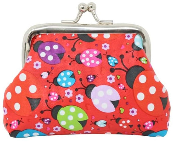 G110 Red Colorful Ladybugs Clasp Coin Purse