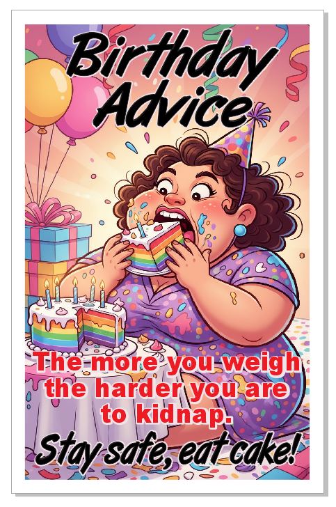 GC27 Birthday Card Funny Birthday Card Eat Cake