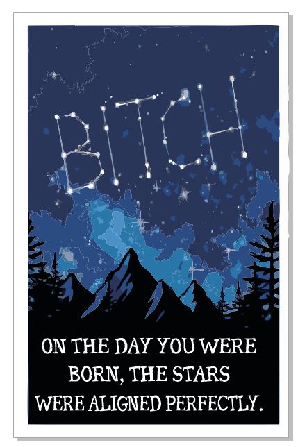 GC28 Birthday Card Funny Birthday Card Stars