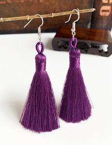 E274 Grape Long Tassel Earrings - Iris Fashion Jewelry