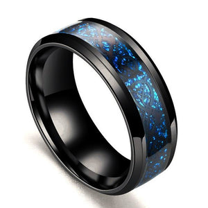 R397 Blue & Black Geometric Titanium & Stainless Steel Ring - Iris Fashion Jewelry
