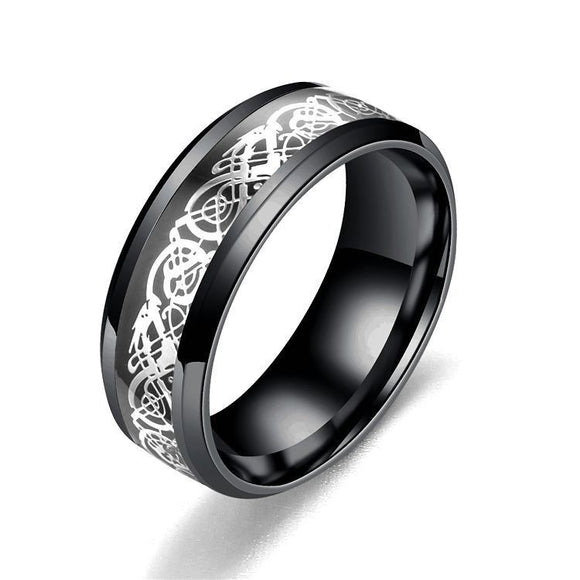 *R400 Silver & Black Geometric Titanium & Stainless Steel Ring - Iris Fashion Jewelry