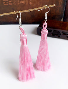E108 Pink Long Tassel Earrings - Iris Fashion Jewelry