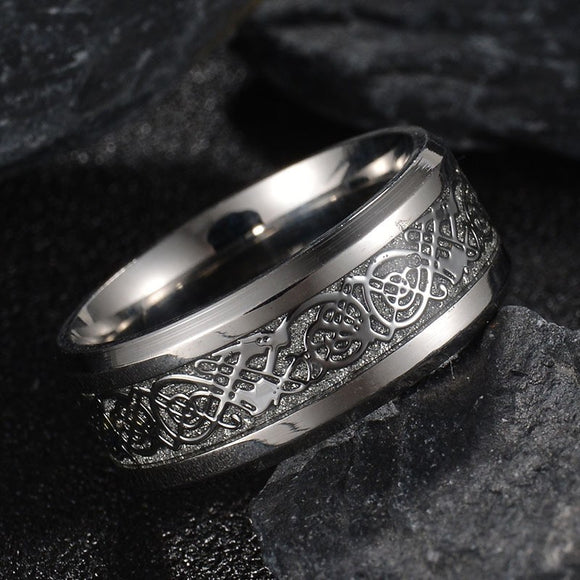 *R399 Silver Geometric Titanium & Stainless Steel Ring - Iris Fashion Jewelry