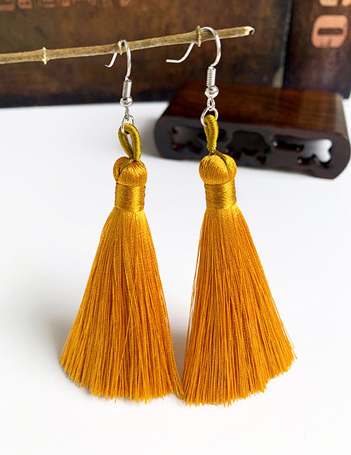 E275 Gold Long Tassel Earrings - Iris Fashion Jewelry