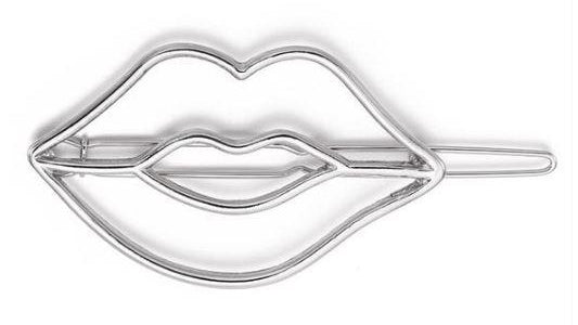 H143 Silver Lips Hair Clip - Iris Fashion Jewelry