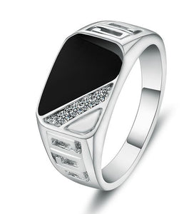 R16 Beautiful Silver Black Gem Ring - Iris Fashion Jewelry