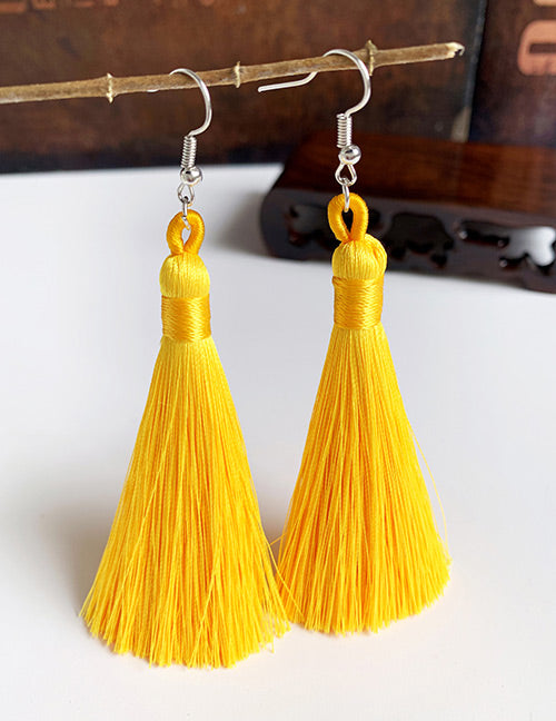 E276 Golden Yellow Tassel Earrings - Iris Fashion Jewelry