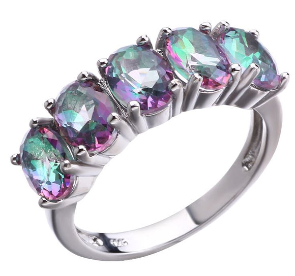 R27 Silver Iridescent Gem Ring - Iris Fashion Jewelry