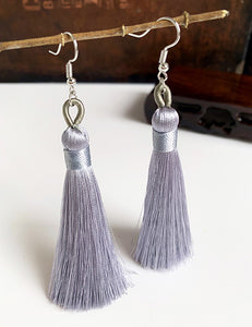 E121 Silver Long Tassel Earrings - Iris Fashion Jewelry