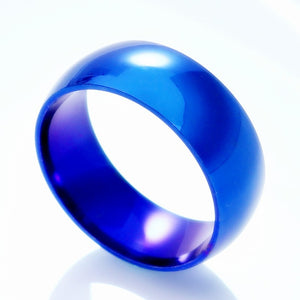 R422 Bright Blue Titanium & Stainless Steel Ring - Iris Fashion Jewelry