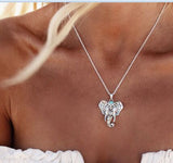 N1149 Silver & Turquoise Gem Elephant Necklace with FREE Earrings - Iris Fashion Jewelry