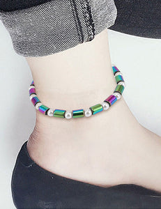 B22 Multi Colored Magnetic Geo Design Ankle Bracelet - Iris Fashion Jewelry