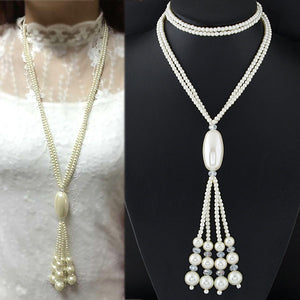 N1141 Off White Oval Bead Pearl Necklace with FREE Earrings - Iris Fashion Jewelry