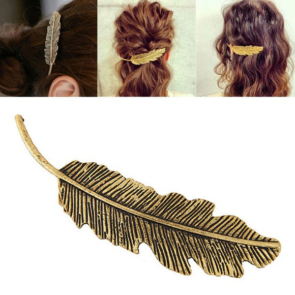 H126 Deep Gold Leaf Hair Clip - Iris Fashion Jewelry