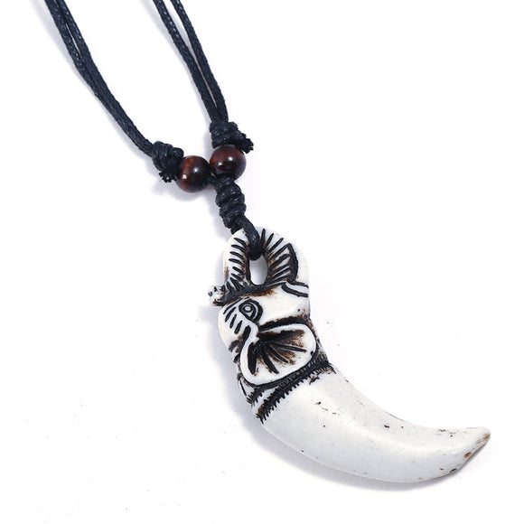 N1085 Ivory Elephant Tusk Leather Cord Necklace - Iris Fashion Jewelry
