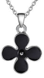 *N917 Dainty Silver with Black Flower Necklace with FREE Earrings - Iris Fashion Jewelry