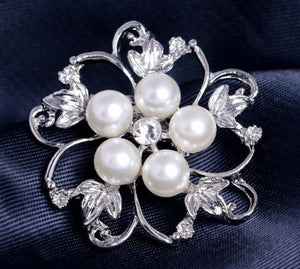 F09 Silver & White Pearl Pin - Iris Fashion Jewelry