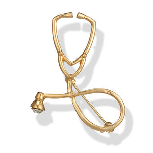 F17 Gold Nurse/Doctor Stethoscope Pin - Iris Fashion Jewelry