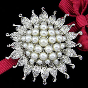 F27 Silver With White Pearl Cluster Pin - Iris Fashion Jewelry
