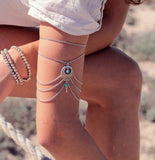 B557 Silver Color Multi Gemstone Multi Layer Foot Chain Or Armband - Iris Fashion Jewelry