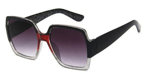 S15 Black-Red-Clear Sparkle Design Sunglasses - Iris Fashion Jewelry