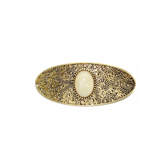 H28 Gold With Ivory Gem Hair Accessory - Iris Fashion Jewelry