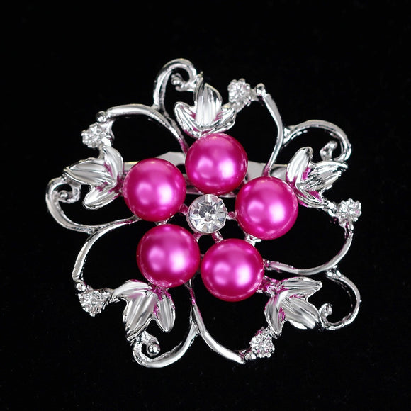 +F38 Silver With Pink Pearls Pin - Iris Fashion Jewelry