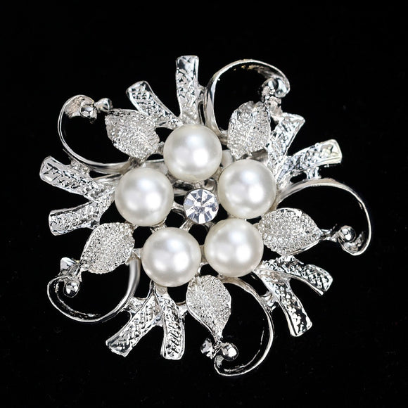 F30 Silver With White Pearls Pin - Iris Fashion Jewelry