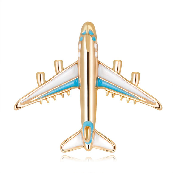F46 Blue Highlight Airplane Pin - Iris Fashion Jewelry