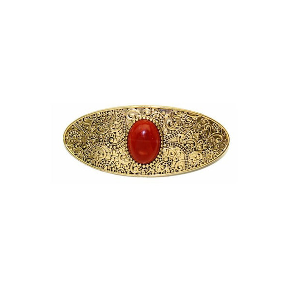 H26 Gold With Red Gem Hair Accessory - Iris Fashion Jewelry
