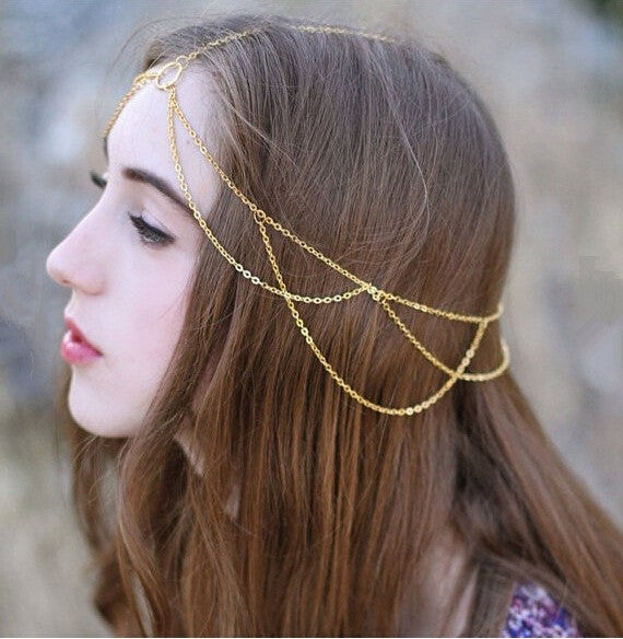 *H11 Gold Chain Headdress - Iris Fashion Jewelry