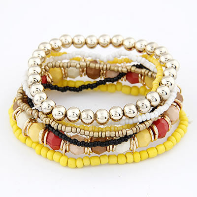 B182 Shades of Yellow Multi Layer Bracelet - Iris Fashion Jewelry