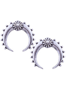 E223 Silver Ox Horn Earrings - Iris Fashion Jewelry