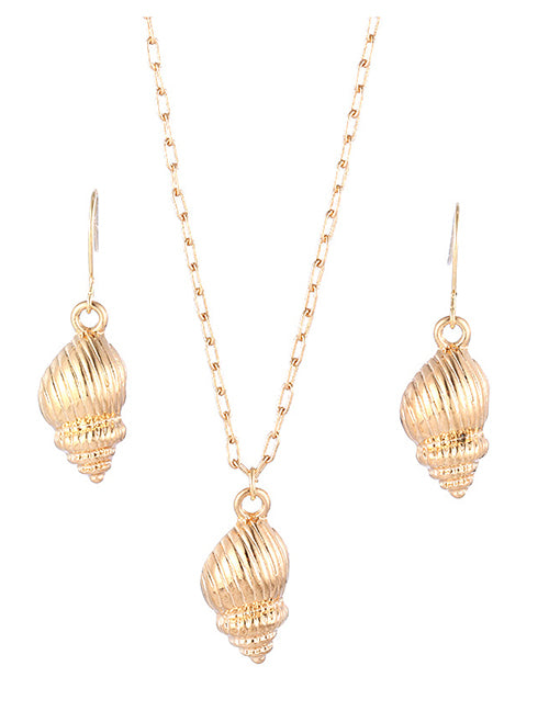 N108 Gold Shell Necklace with FREE Earrings - Iris Fashion Jewelry