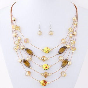+N121 Fun Earth Tone Necklace with FREE Earrings - Iris Fashion Jewelry