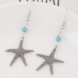 E219 Silver Starfish Dangle Earrings - Iris Fashion Jewelry