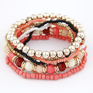 B181 Shades of Pink Multi Layer Bracelet - Iris Fashion Jewelry