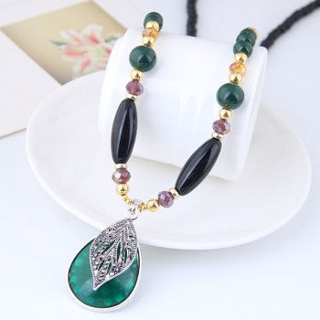N103 Emerald green with Silver Necklace - Iris Fashion Jewelry