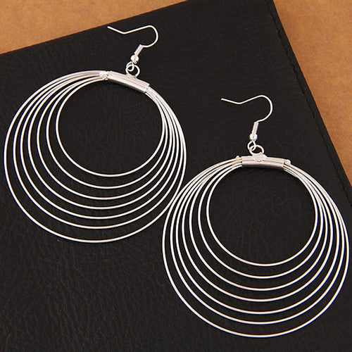 +E168 Silver Multi Hoop Earrings - Iris Fashion Jewelry