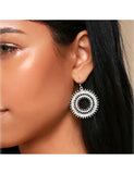 E204 Silver Hollow Circle Design Earrings - Iris Fashion Jewelry