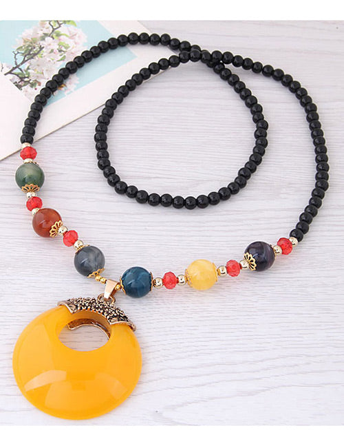 N159 Yellow & Multi Bead Necklace - Iris Fashion Jewelry