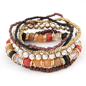 B180 Shades of Brown Multi Layer Bracelet - Iris Fashion Jewelry