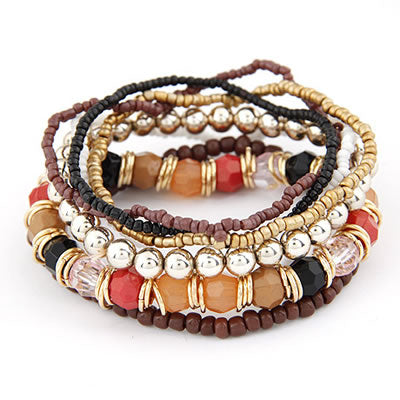 B180 Shades of Brown Multi Layer Bracelet - Iris Fashion Jewelry
